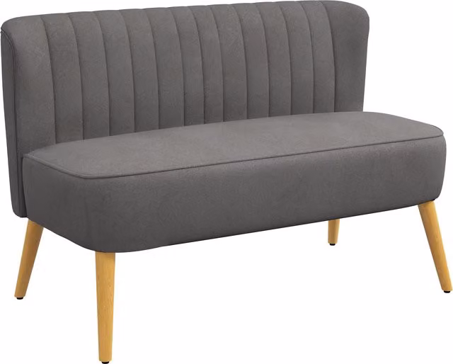 Divano a due posti HOMCOM dal design retro con gambe in legno, Grigio Scuro, L: 117 cm, P: 56,5 cm, H: 77 cm