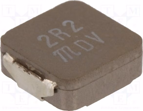 1x Induttore: Materiale ferromagnetico; Corrente di funzionamento: 14,6A; Induttanza: 2,2 µH; Resistenza serie: 7,9 mΩ; Tolleranza: 20%; Corrente di saturazione: 18,5A; Modello: MPXV1D1040L2R2 SM