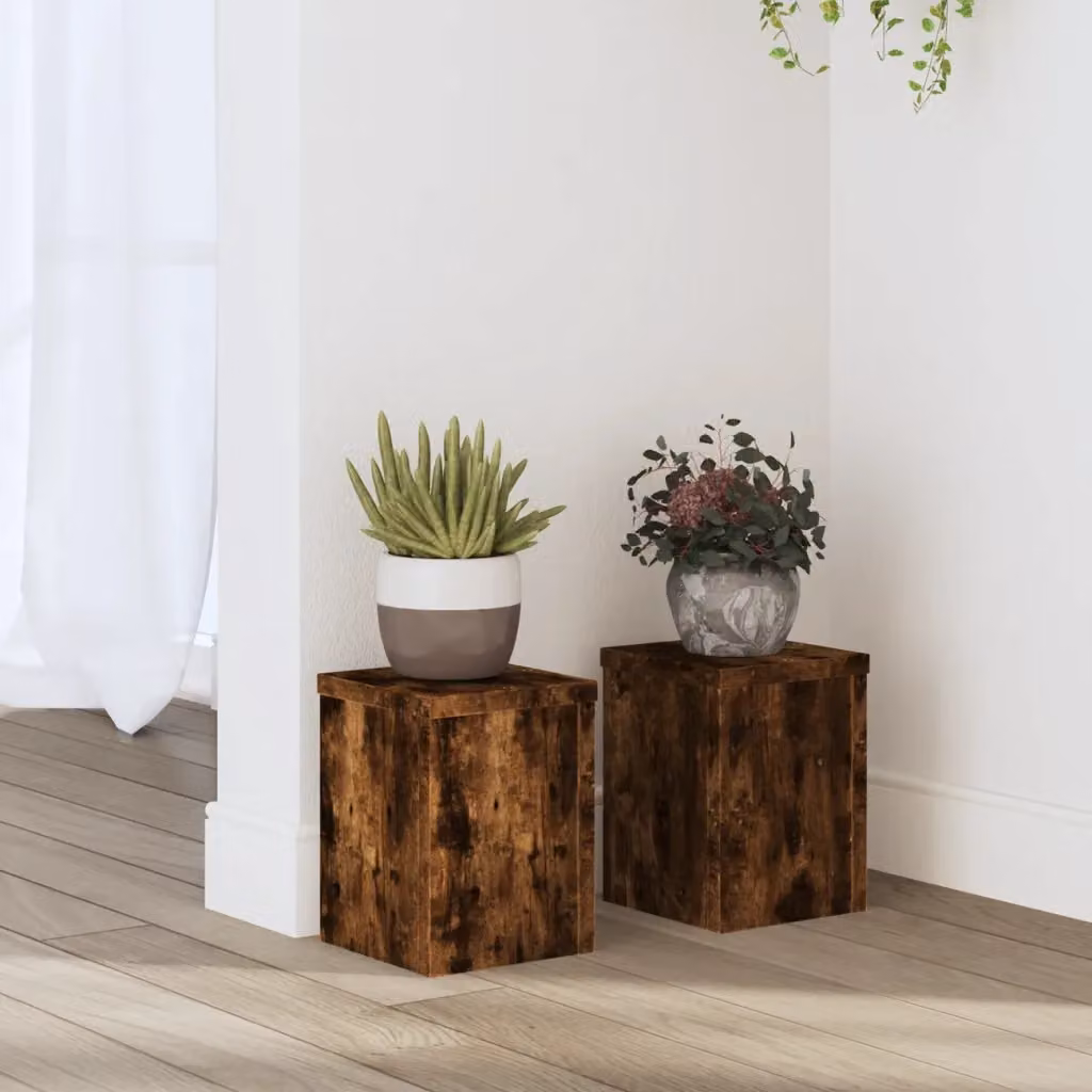 Set di 2 supporti per piante vidaXL in legno marrone, L/P/H: 15 x 15 x 20 cm