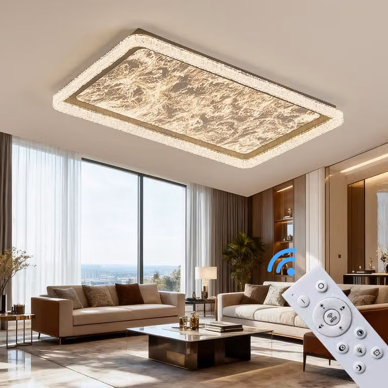Plafoniera LED dimmerabile con telecomando, a variazione continua 3000-7000 K, a risparmio energetico e durevole, dal design moderno in bianco o nero, ideale per soggiorno, camera da letto e cucina (251-CFX-BL)