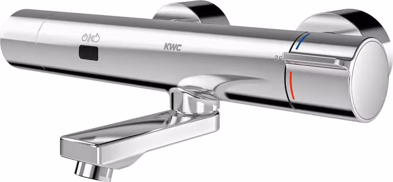 Miscelatore a parete KWC AR, F5, elettrico, termostatico, uscita orientabile, 145 mm, modulo C, batteria