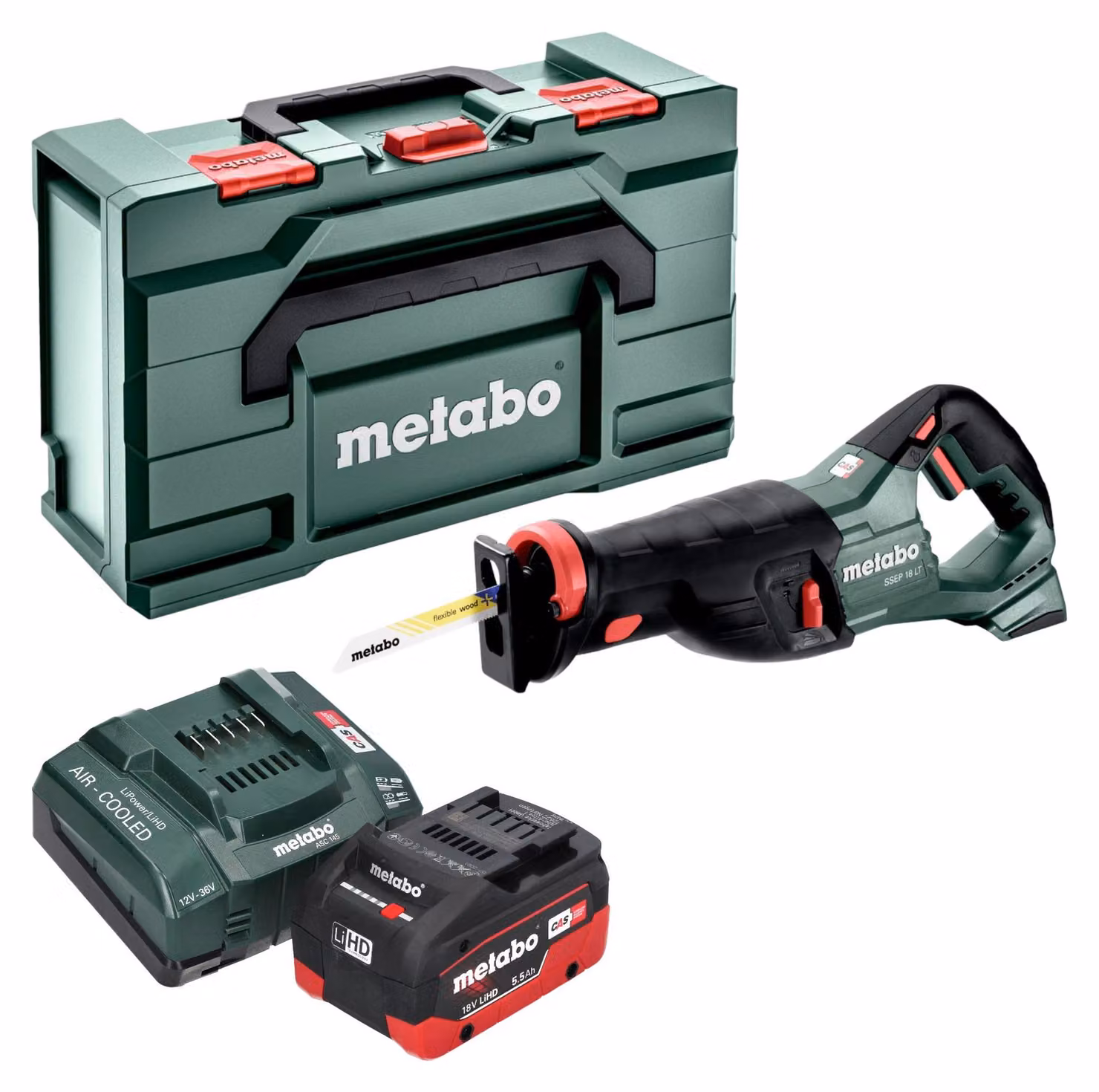 Metabo SSEP 18 LT sega alternativa a batteria 18 V 32 mm + 1x batteria LiHD 5,5 Ah + caricatore + metabox