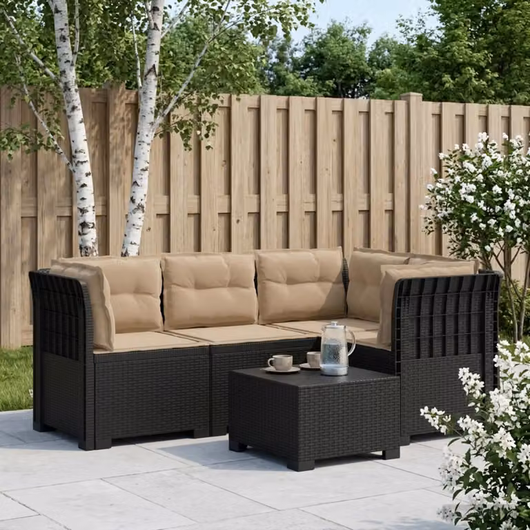 Divano da giardino a L vidaXL per 4 persone con cuscini imbottiti e coperture rimovibili, colore antracite e beige