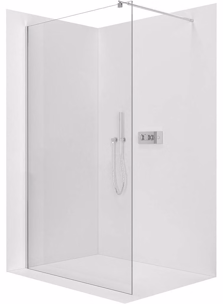 CERANO - Box doccia Walk-in Onyx Round L/P - 8 mm - montante rotondo - cromato, vetro trasparente - 110x200 cm