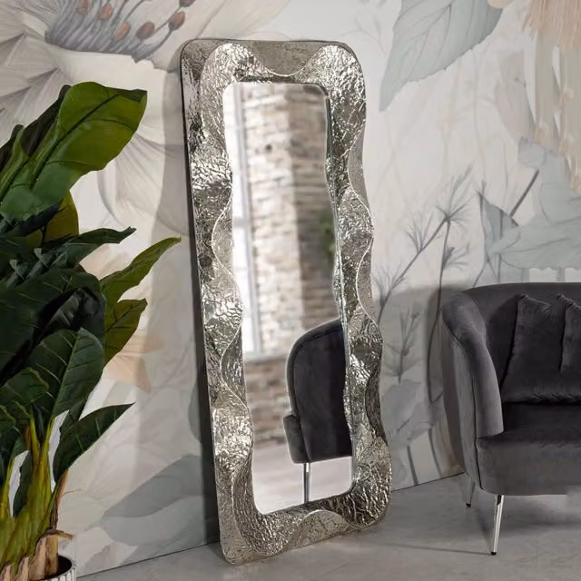 Dagalito, Specchio Cornice Effetto Materico, 70x161h cm Argento