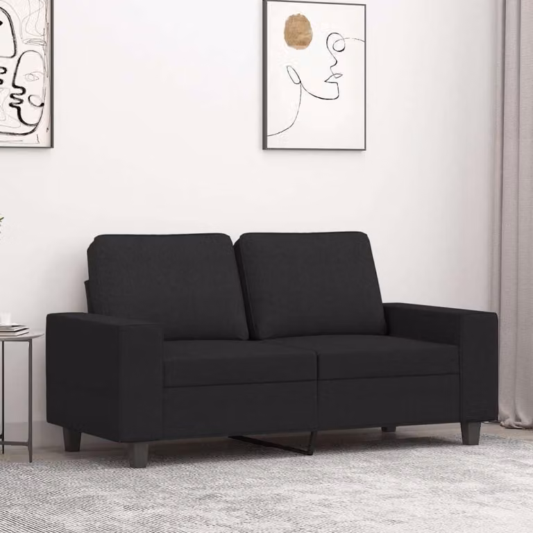 Divano esclusivo, due posti, colore nero, 120 cm, rivestito in tessuto