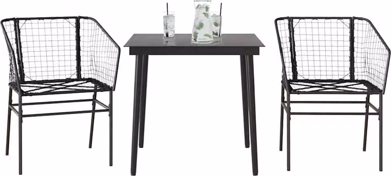 Maison Exclusive - Set Mobili da Pranzo per Giardino 3 pz Nero Polyrattan Vetro