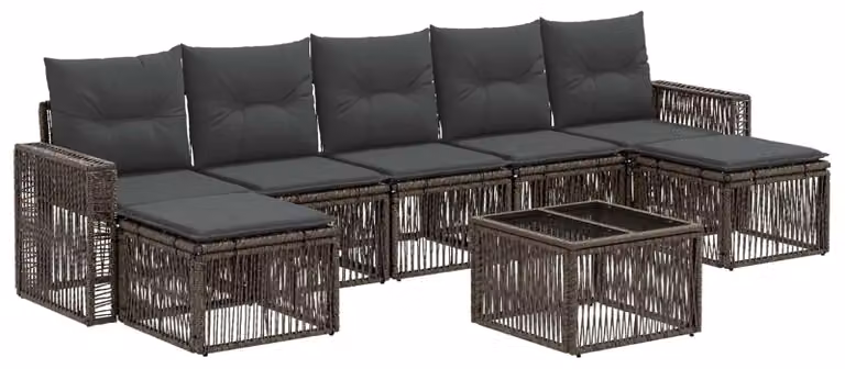 Set Divano da Giardino 8 pcs Grigio e Grigio Scuro polyrattan