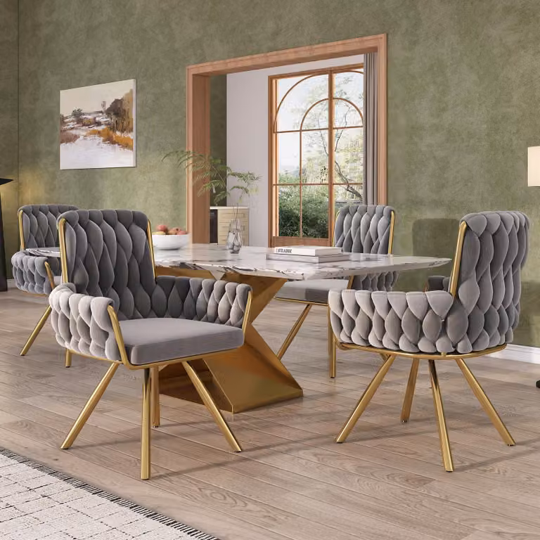 Set di due poltrone da pranzo in velluto, poltrona singola per soggiorno o camera da letto, poltrona girevole per il tempo libero con quattro gambe di supporto in metallo, colore grigio. [CODICE ARTICOLO PRECEDENTE: WF310502AAG] Grigio