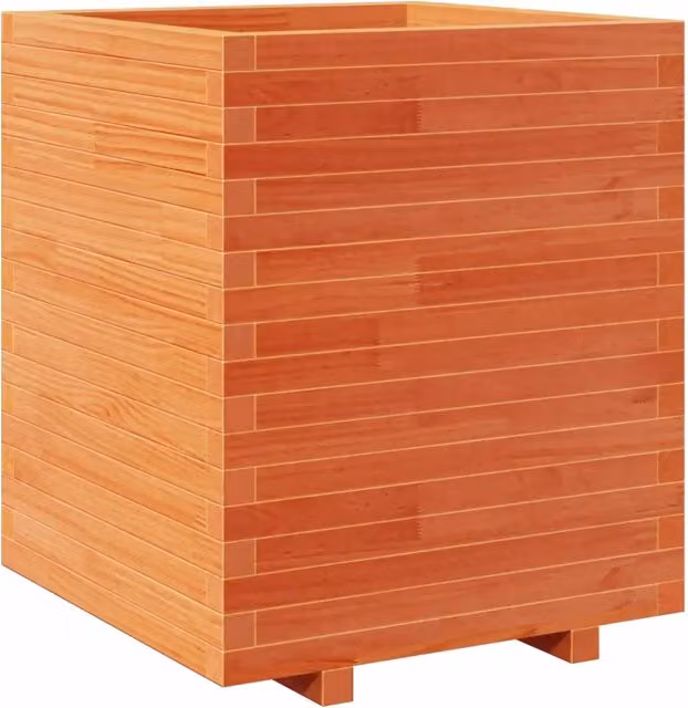 Fioriera | Cassetta per fiori | Vaso Giardino Marrone Cera 60x60x72,5cm Legno Massello Pino