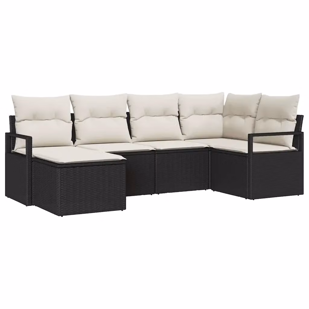 Set di divani da giardino vidaXL composto da 6 pezzi con cuscini beige e struttura in metallo nero e rattan resistente ai raggi UV – 2