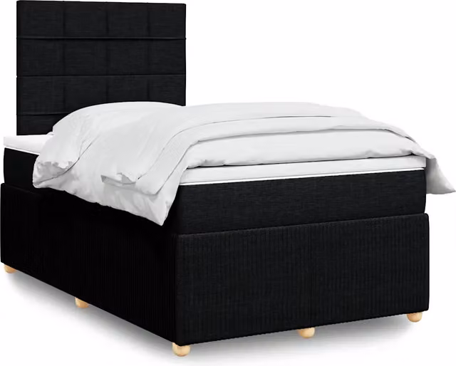 Letto Ibrido vidaXL con Giroletto a Molle e Materasso in Tessuto Nero e Bianco L/P/H: 120 x 190 cm