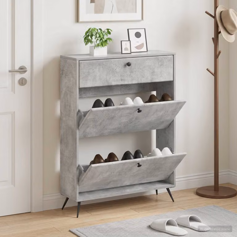 Scarpiera mobile BREDA vidaXL in legno ingegnerizzato e metallo, L/P/H: 78 x 24 x 103 cm