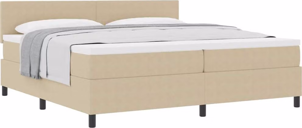 Letto a molle con testiera Grigio chiaro e bianco 200 x 200 cm