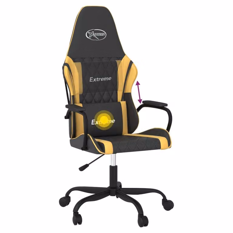 Sedia da Gaming Massaggiante Nero e Oro in Pelle finta