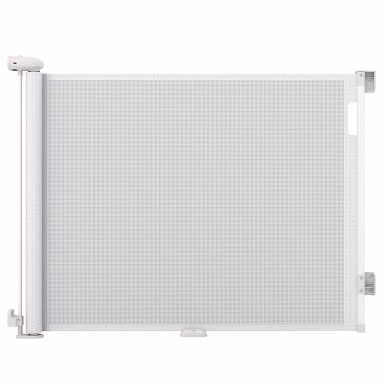 Costway Cancelletto di sicurezza estensibile per bambini e cani, Barriera per bambini retrattile con doppia chiusura 190cm Bianco