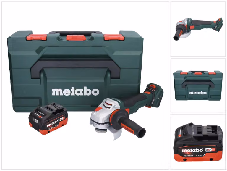 Smerigliatrice angolare a batteria Metabo WVB 18 LTX BL 15-125 Quick 18 V 125 mm senza spazzole + 1x batteria ricaricabile 8,0 Ah + metaBOX - senza caricabatterie