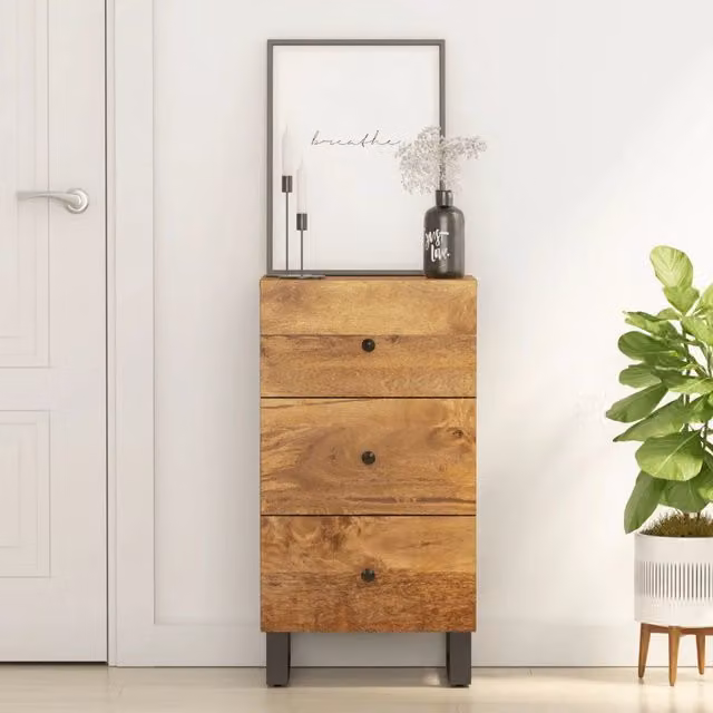 Credenza con 3 Cassetti vidaXL in Legno di Mango Marrone L: 40 cm, P: 33,5 cm, H: 75 cm