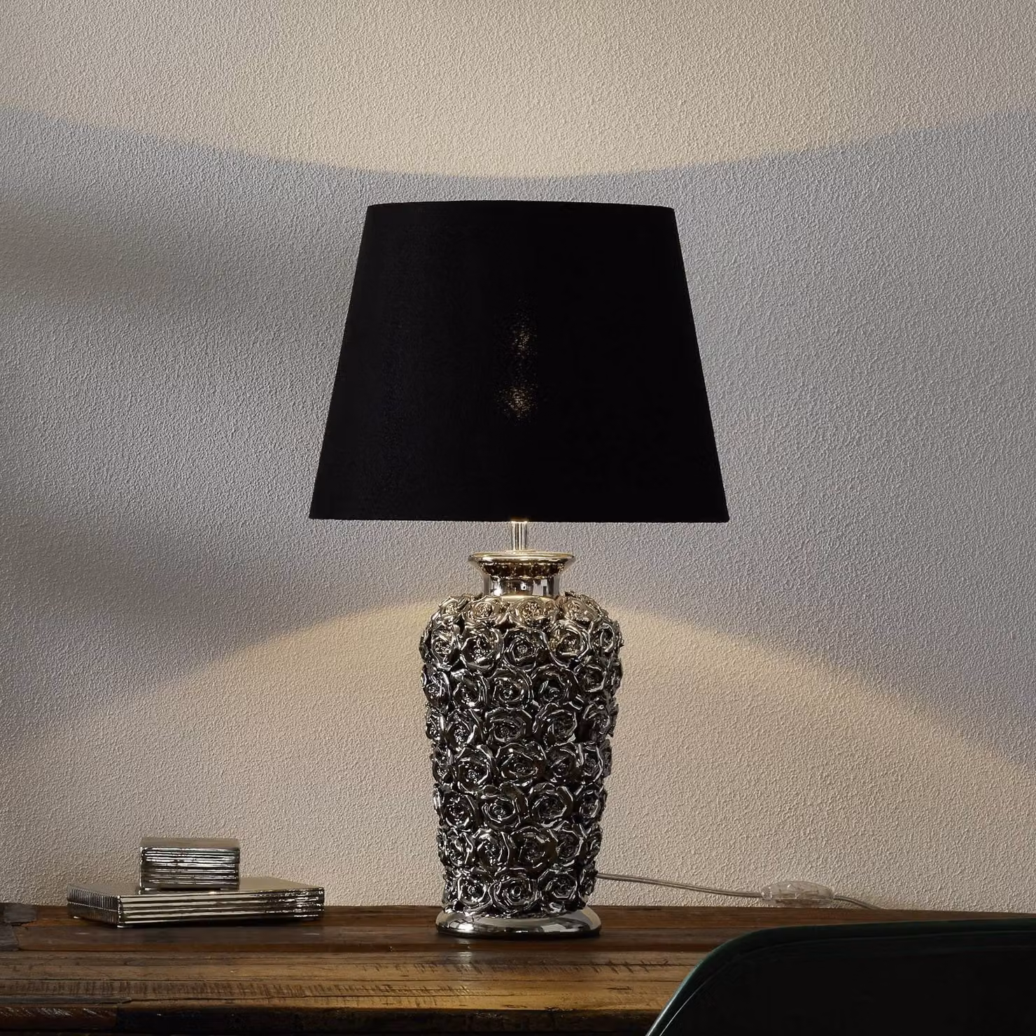 KARE Lampada da tavolo ROSE, Nero, Soggiorno / Sala da pranzo, Ceramica, Moderno, Lampada da tavolo