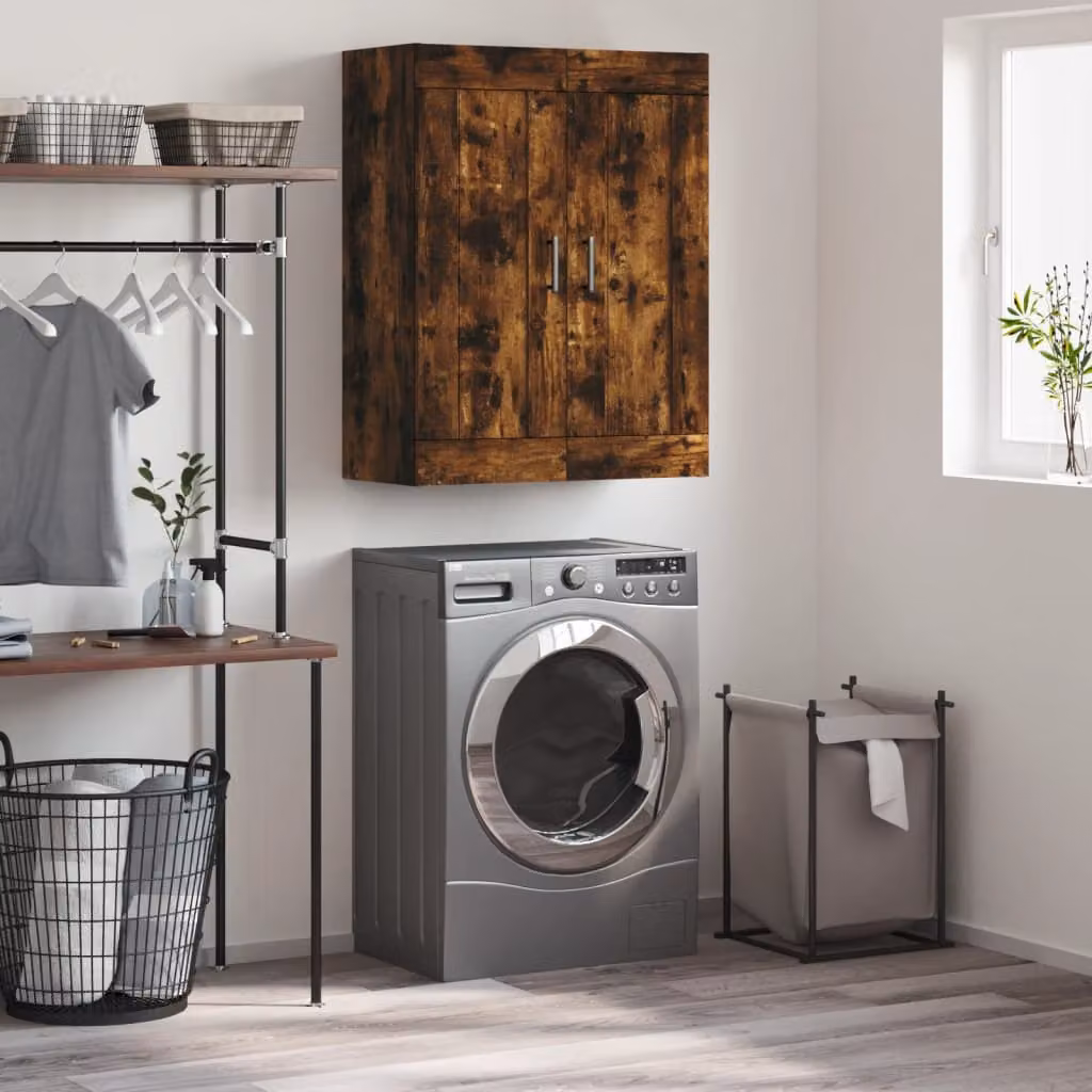 Mobile a parete vidaXL in legno Rovere Fumo, L: 69,5 cm, P: 34 cm, H: 90 cm
