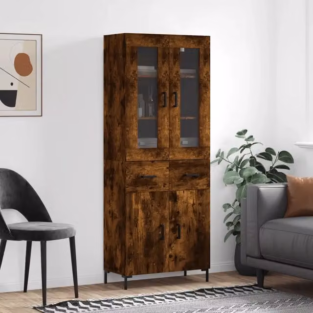 Credenza Rovere Fumo 69,5x34x180 cm in Legno Multistrato 3198534