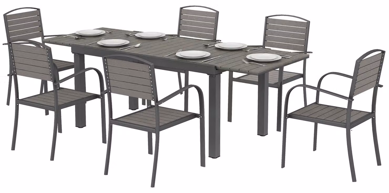 Set di mobili da giardino Outsunny, composto da un tavolo allungabile e 6 sedie