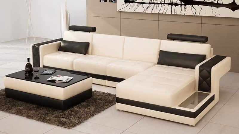 Ledersofa Couch Wohnlandschaft Ecksofa L-Form Garnitur Design Modern Sofa L6010C
