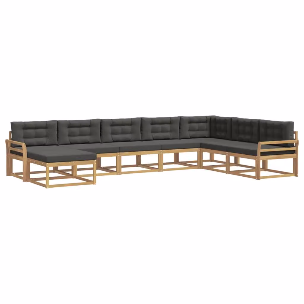 Set di divani da esterno a L vidaXL composto da 8 pezzi in legno di acacia con cuscini inclusi, colori bianco, antracite e marrone – 2