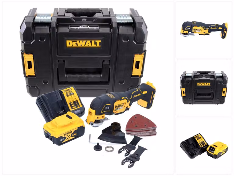 DeWalt DCS 355 D1 18V XR Utensile multifunzione ad oscillazione a batteria in valigetta TSTAK + Kit 29 pezzi + 1x Batteria 5,0 Ah + Caricatore