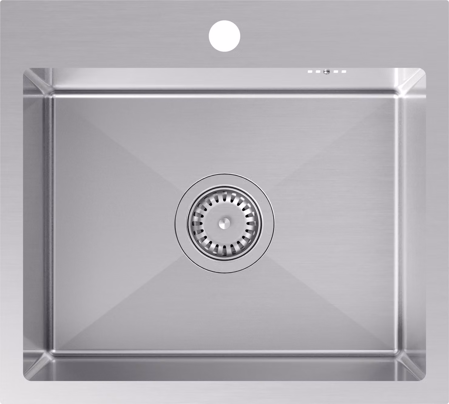 VBChome Lavello in acciaio inox 50 x 45 cm Lavello da incasso in acciaio inox spazzolato con foro per rubinetto Lavello da cucina in acciaio inox Lavello Grande vasca Set di scarico Sifone Lavello in acciaio inox Acciaio inox spazzolato