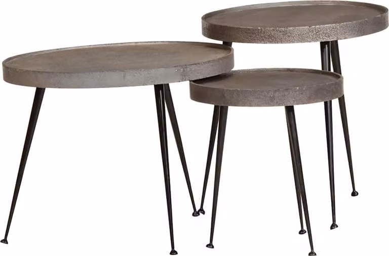 Maison Exclusive - Tavolino da salotto, 3 pezzi, in materiale composito color argento