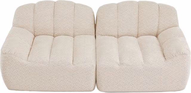 Divano modulare a 2 posti senza struttura, forma a conchiglia, cuscini profondi, beige chiaro, senza montaggio