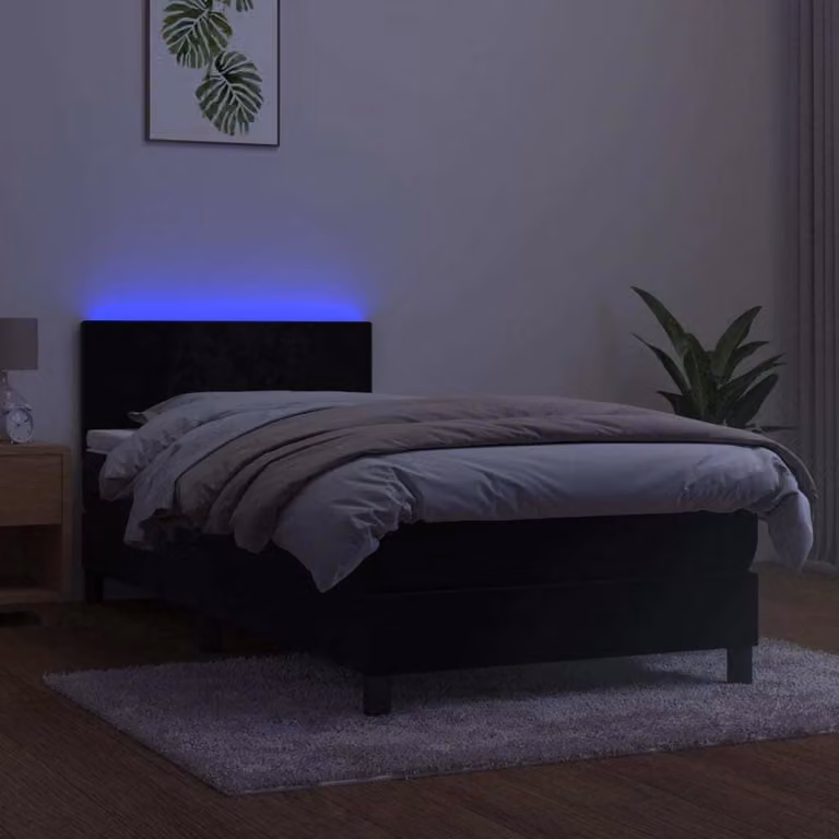 Maison Exclusive - Letto a Molle con Materasso e LED Nero 90x190 cm in Velluto