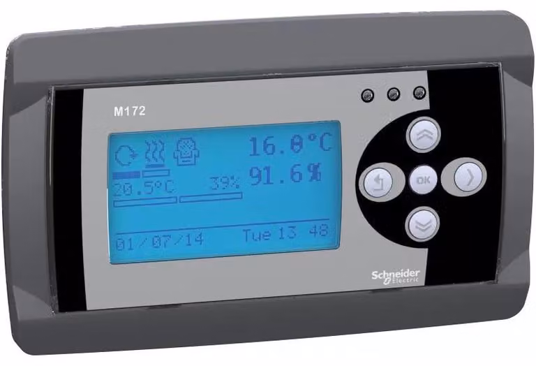 Terminale di comando Schneider Electric, Modicon M172, display LCD, retroilluminato, orologio, montaggio a filo, grigio TM172DGRP