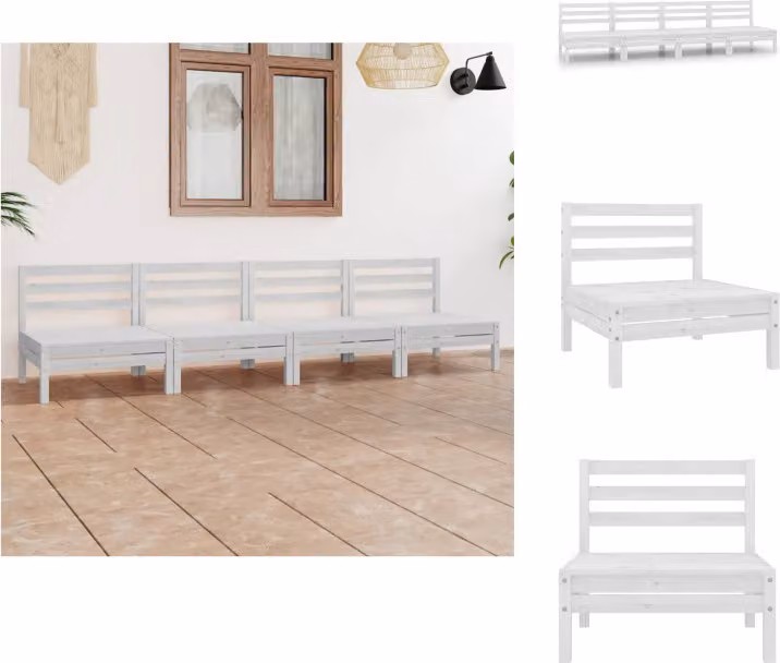 vidaXL Set da salotto da giardino 4 pezzi in pino massiccio bianco - Set di mobili da giardino