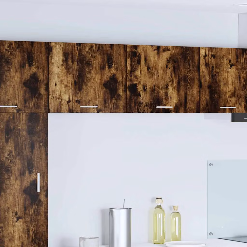 Armadio pensile da cucina moderno vidaXL in legno con ante a battente, colore rovere e bianco, L 50 cm x P 31 cm x H 40 cm