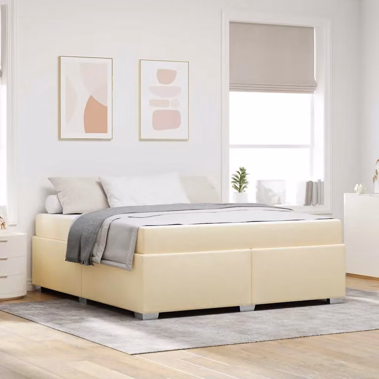 Struttura del letto con materasso vidaXL in tessuto beige L 180 cm x P 200 cm