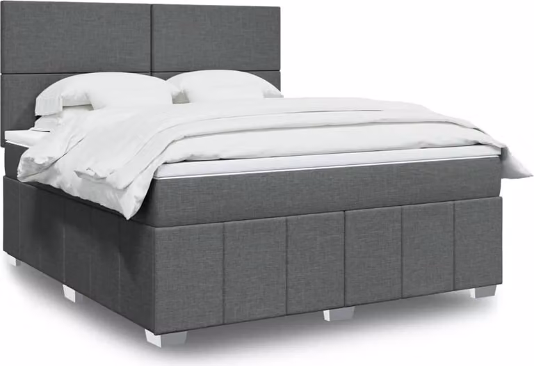Maison Exclusive - Giroletto a Molle con Materasso Grigio Scuro 180x200 cm Tessuto