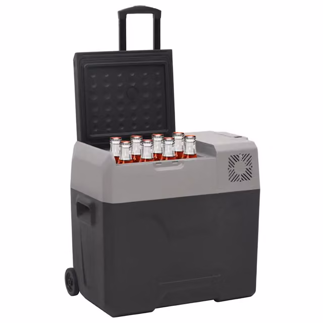 Borsa Frigo con Manico e Ruote vidaXL, Colore Nero e Grigio, Capacità 37,5 l, in Plastica
