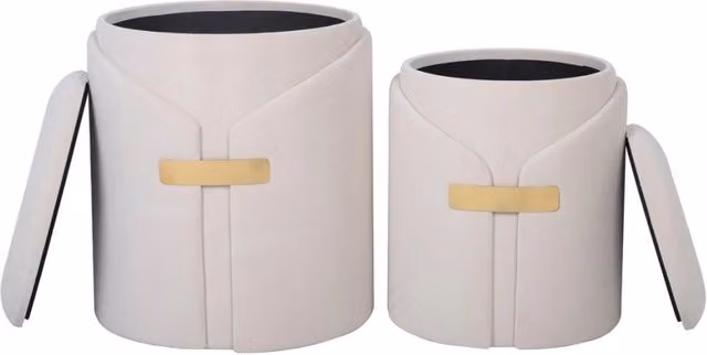 Set di 2 pouf contenitori Forcet in velluto rosa antico