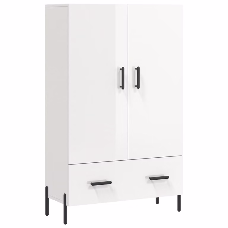 Credenza Bianco Lucido 69,5x31x115 cm in Legno Multistrato