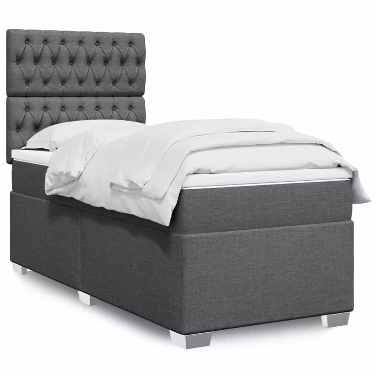 Giroletto a molle con materasso ibrido vidaXL in tessuto grigio e bianco, L/P/H: 90 x 190 cm