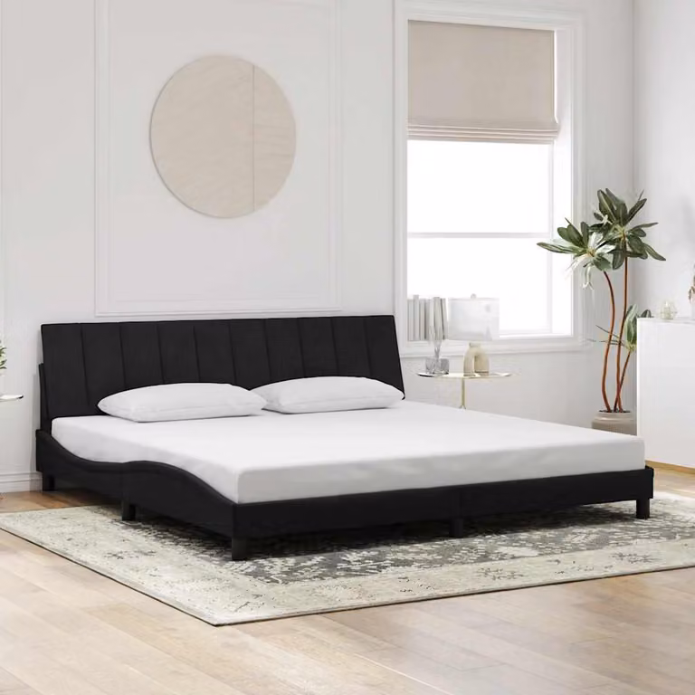 Giroletto senza materasso Hanko vidaXL in velluto nero con doghe in legno 200x200 cm