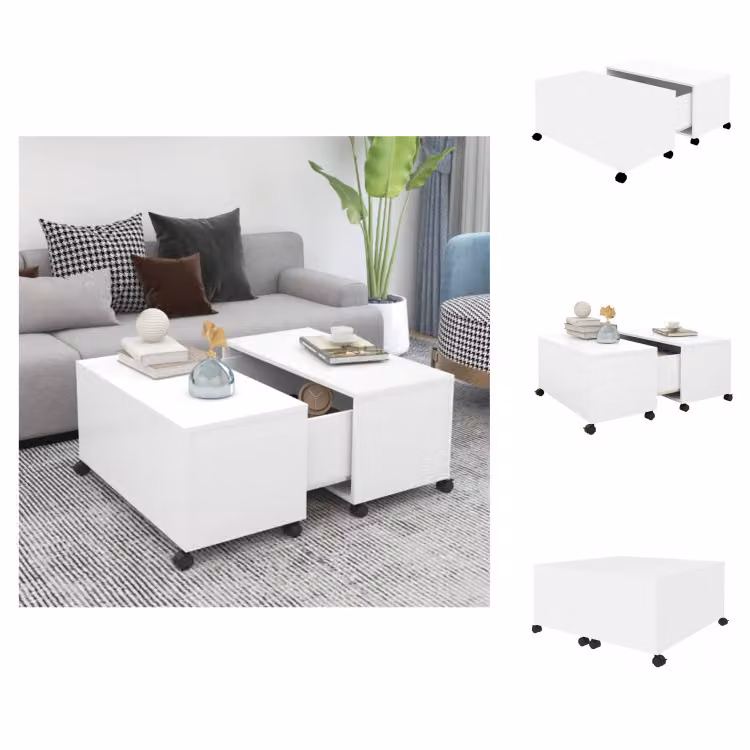 vidaXL Tavolino bianco 75x75x38 cm in legno - Tavolini da caffè