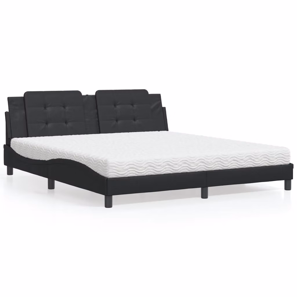 Letto con Materasso Zadar vidaXL in Similpelle Nero L: 180 cm, P: 200 cm, H: 185 cm – 1