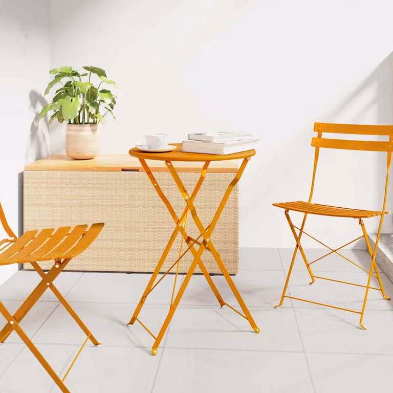 Tavolo da bistrot rotondo vidaXL in metallo giallo senape Ø 50 x H 71 cm