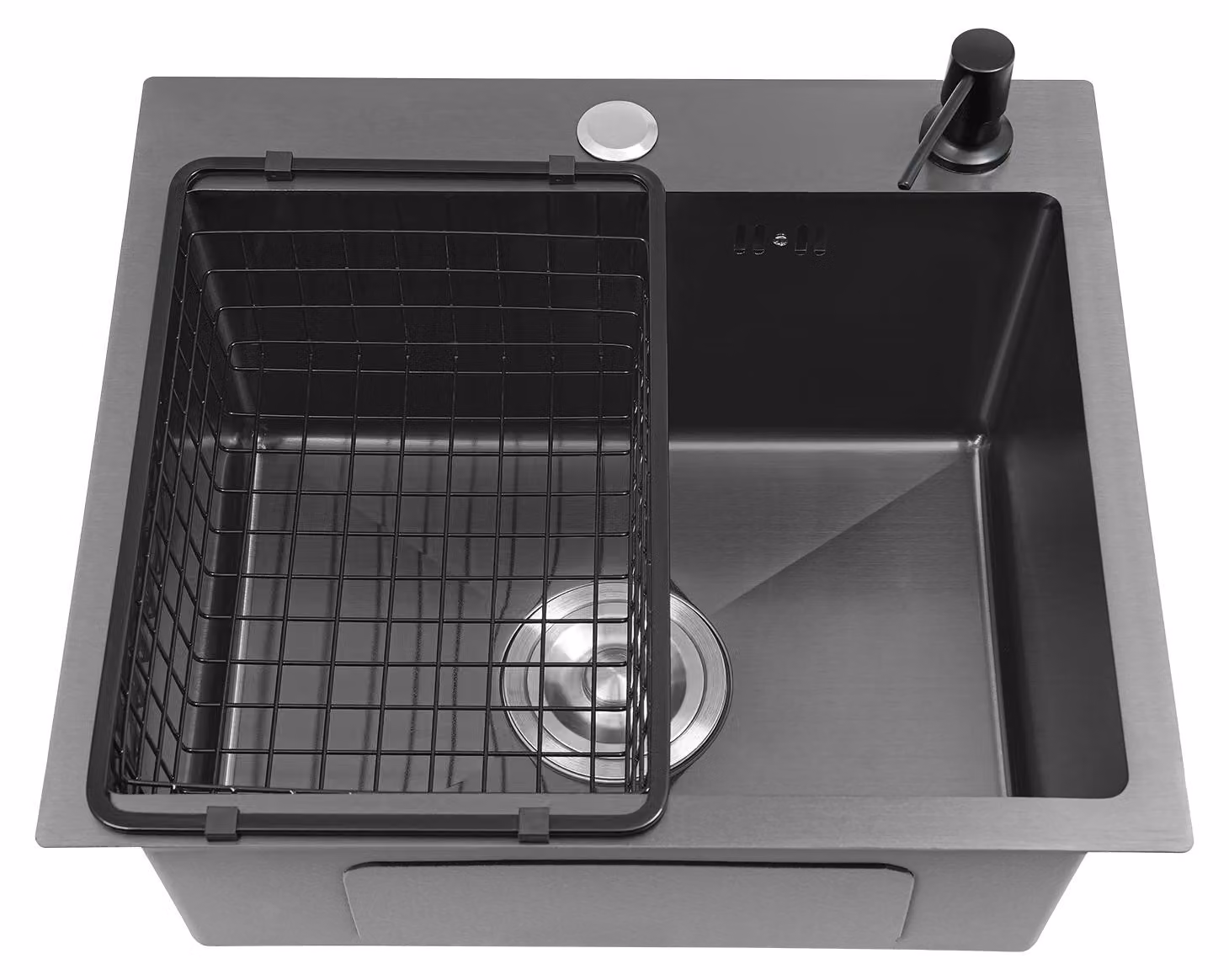 Lavello da cucina, acciaio inossidabile resistente, possibilità di installazione versatili, nero