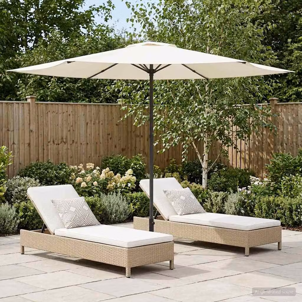 vidaXL Ombrello da giardino Rettangolare 3 x 3 m Poliestere Crema