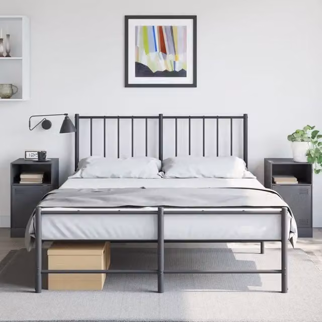 Comodino da notte Design Mania in metallo antracite L/P/H: 34,5 x 39 x 62 cm