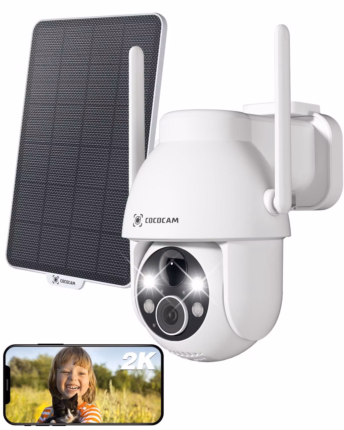 Telecamera di sicurezza esterna 2K - Telecamera PTZ wireless con Wi-Fi e rilevamento del movimento tramite intelligenza artificiale
